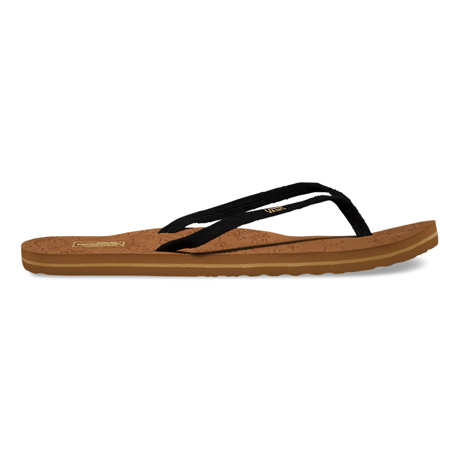 brown and black flip flops